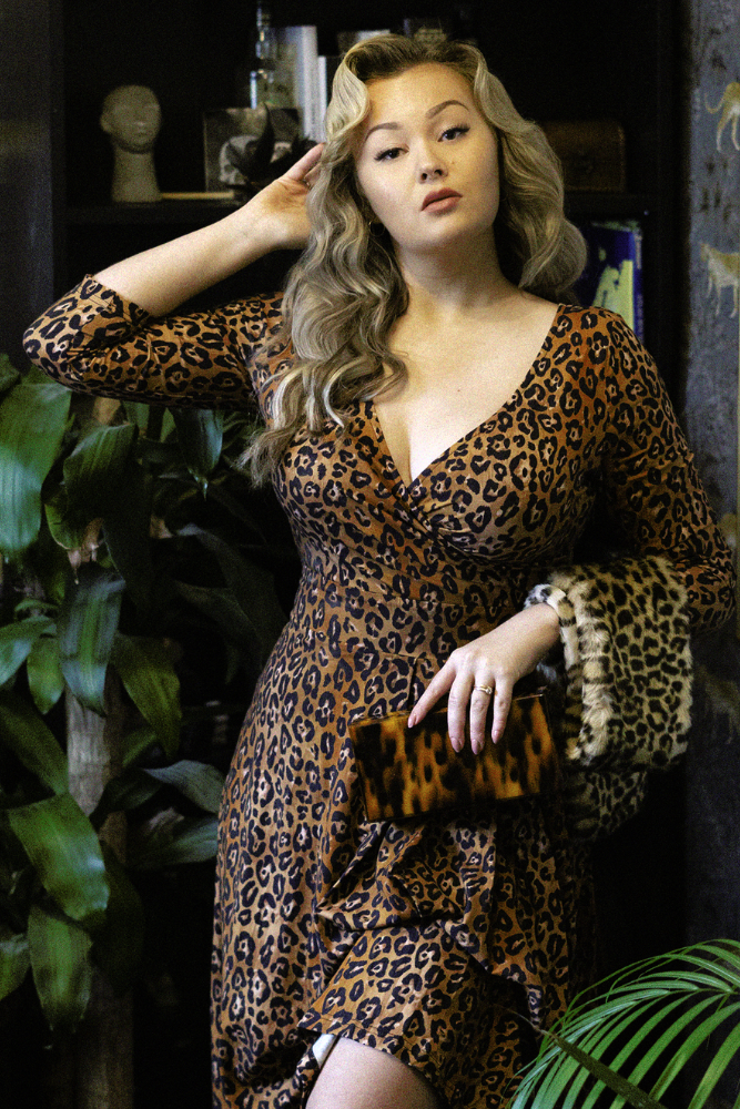 Leopard Print Flare dress 3/4 sleeve RetroEsque Leopard Print Flare dress 3/4 sleeve RetroEsque