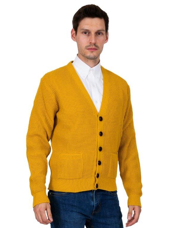 Waffle Knit Cardigan Mustard – RetroEsque