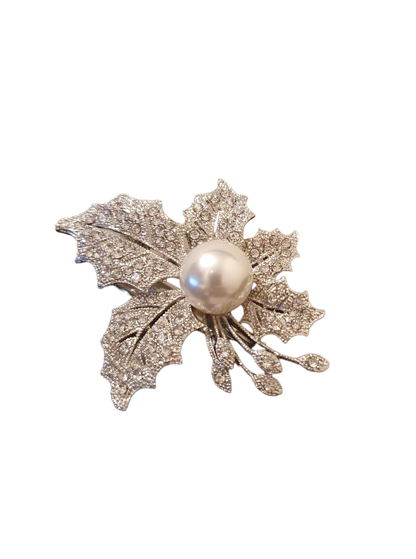 Silver 2025 leaf brooch