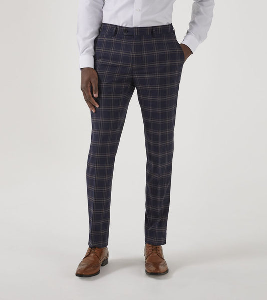 Skopes Stewart Blue & Pink Check Tapered Trousers