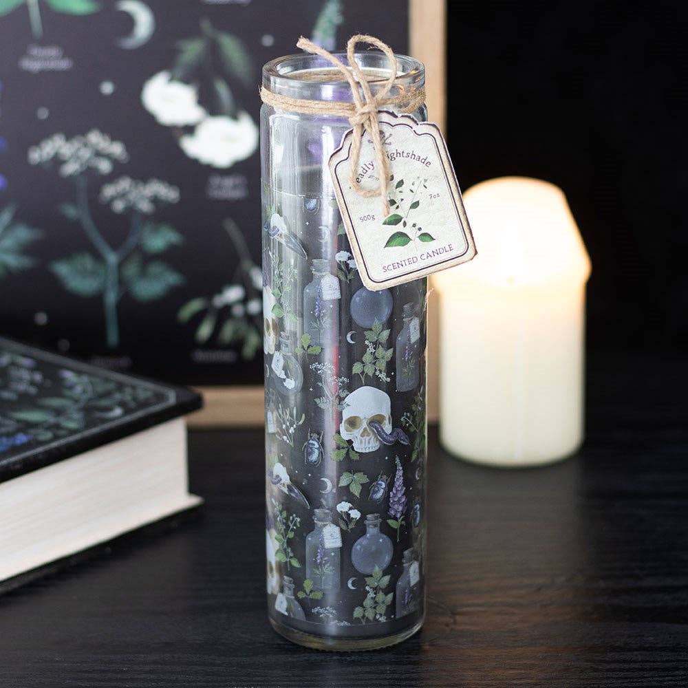 Poisonous Plants Deadly Nightshade Gothic Skull Tube Candle