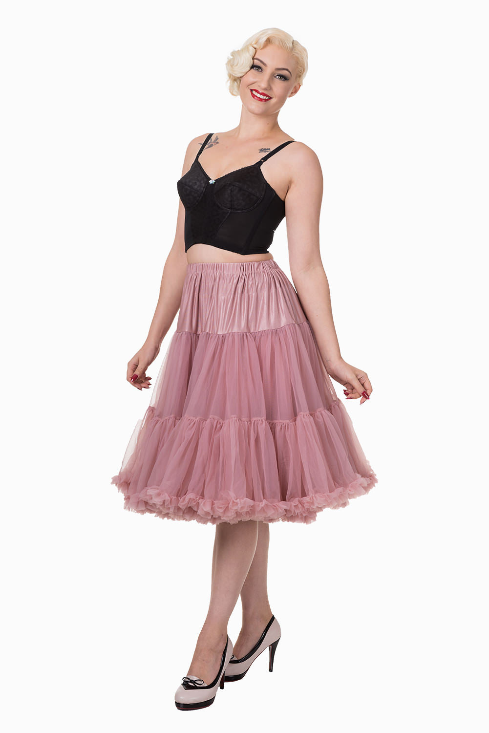 Dancing Days 50s Style 25"-27" Long Petticoat In Dusky Pink