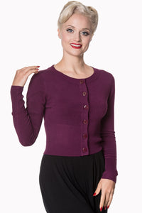 Dolly Long Sleeve Cardigan In Aubergine Purple
