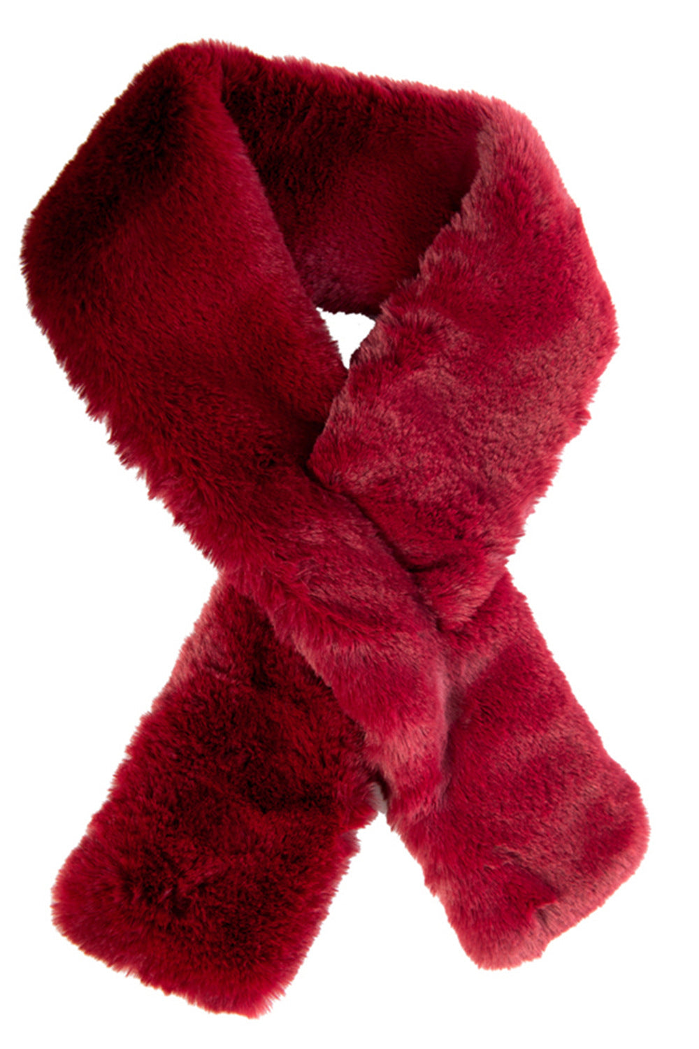 Olga Faux Fur Scarf with Loop Burgundy