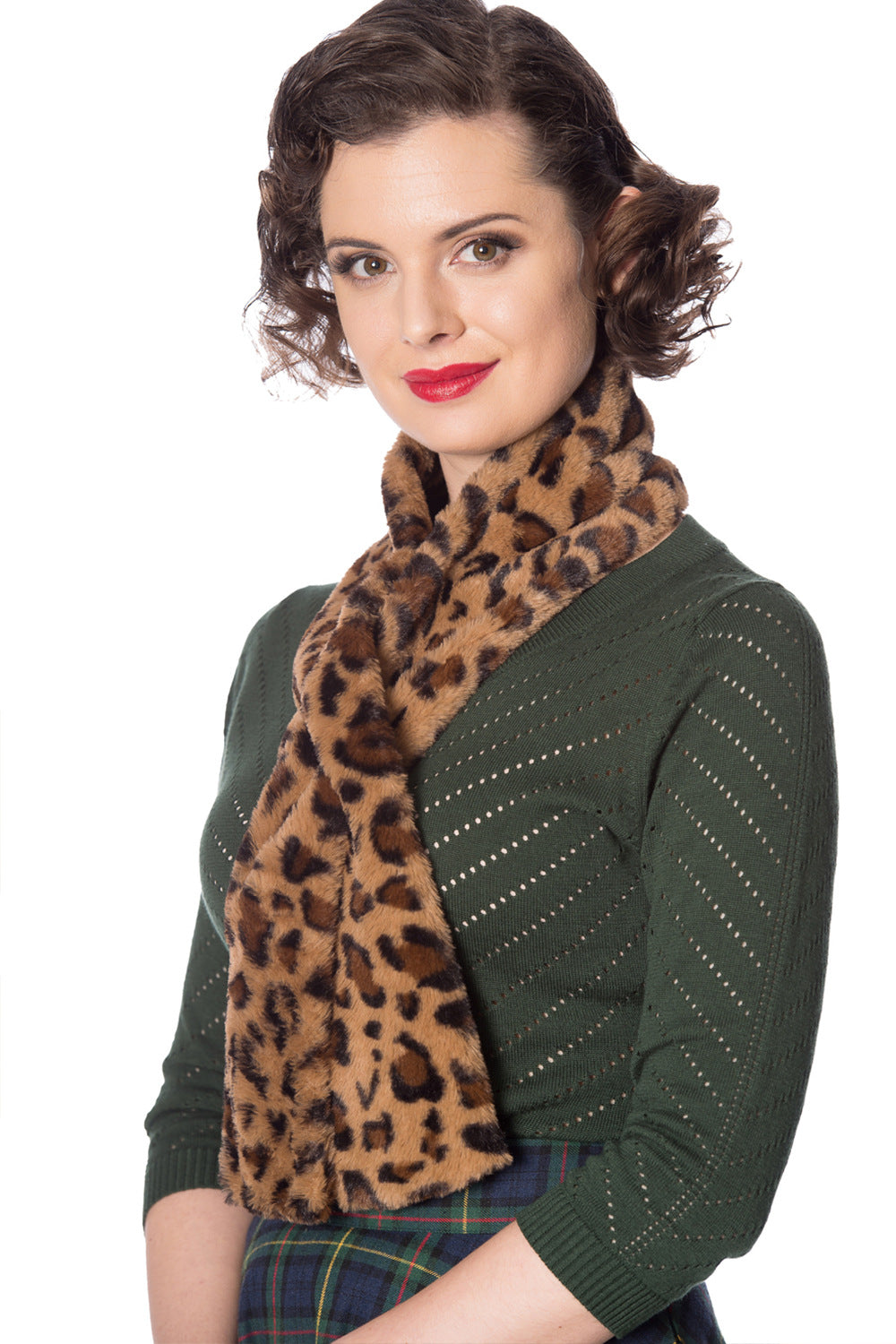 Olga Faux Fur Scarf with Loop Leopard