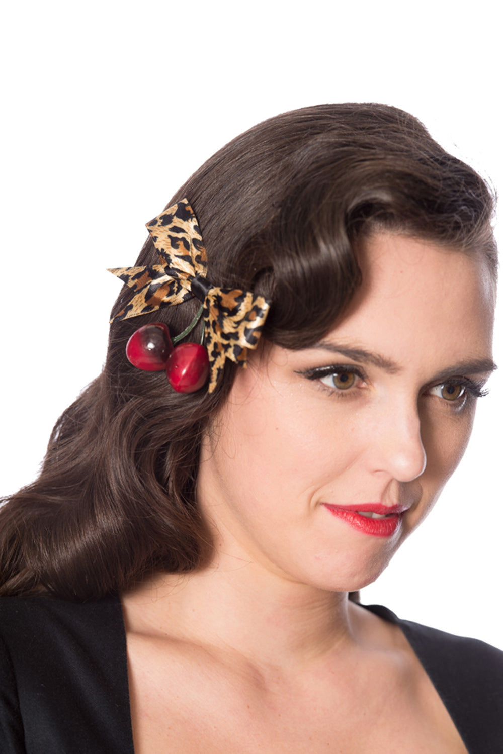 Wild Cherry & Leopard Bow Hair Clip 