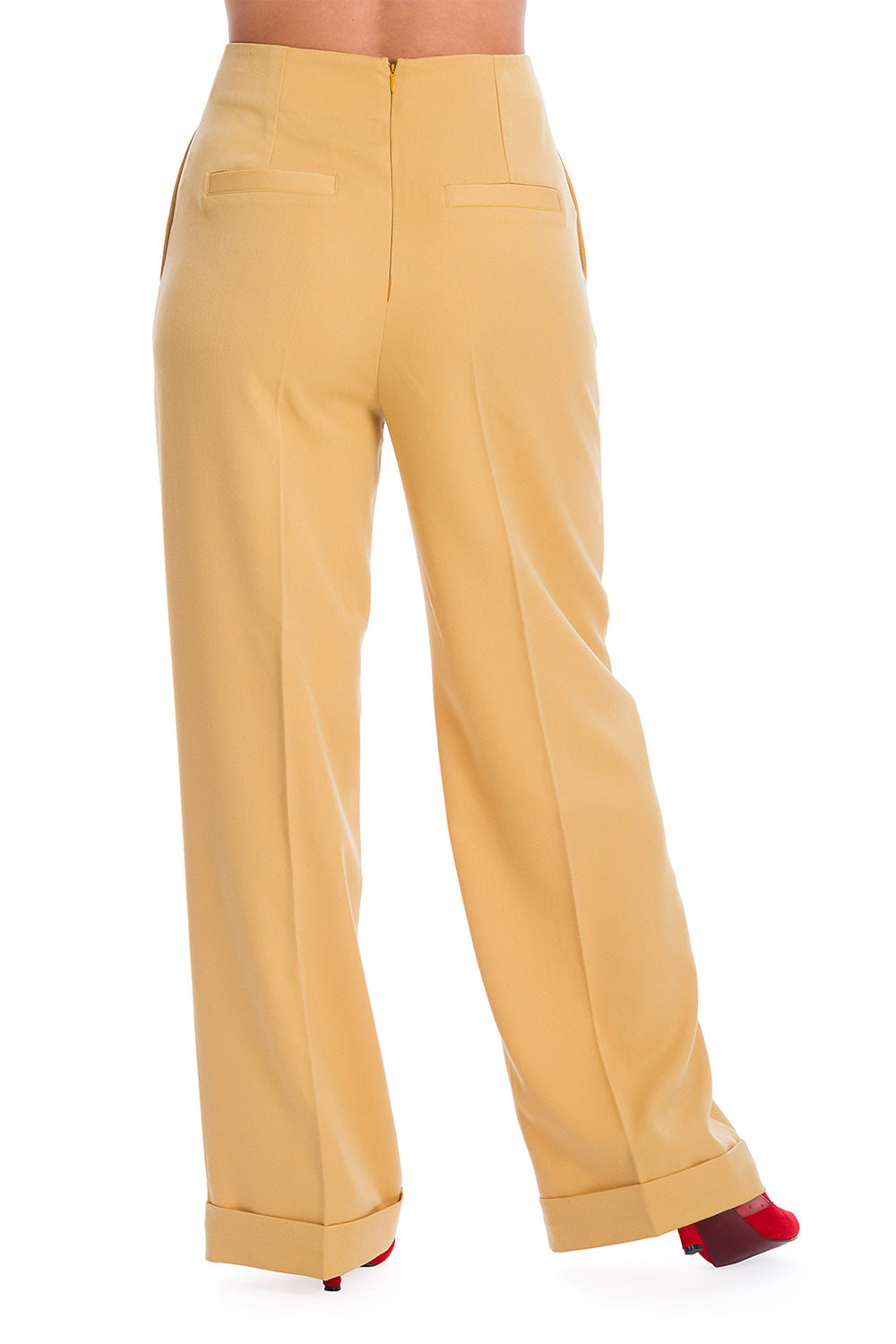 Mustard Adventures Ahead Button Trousers