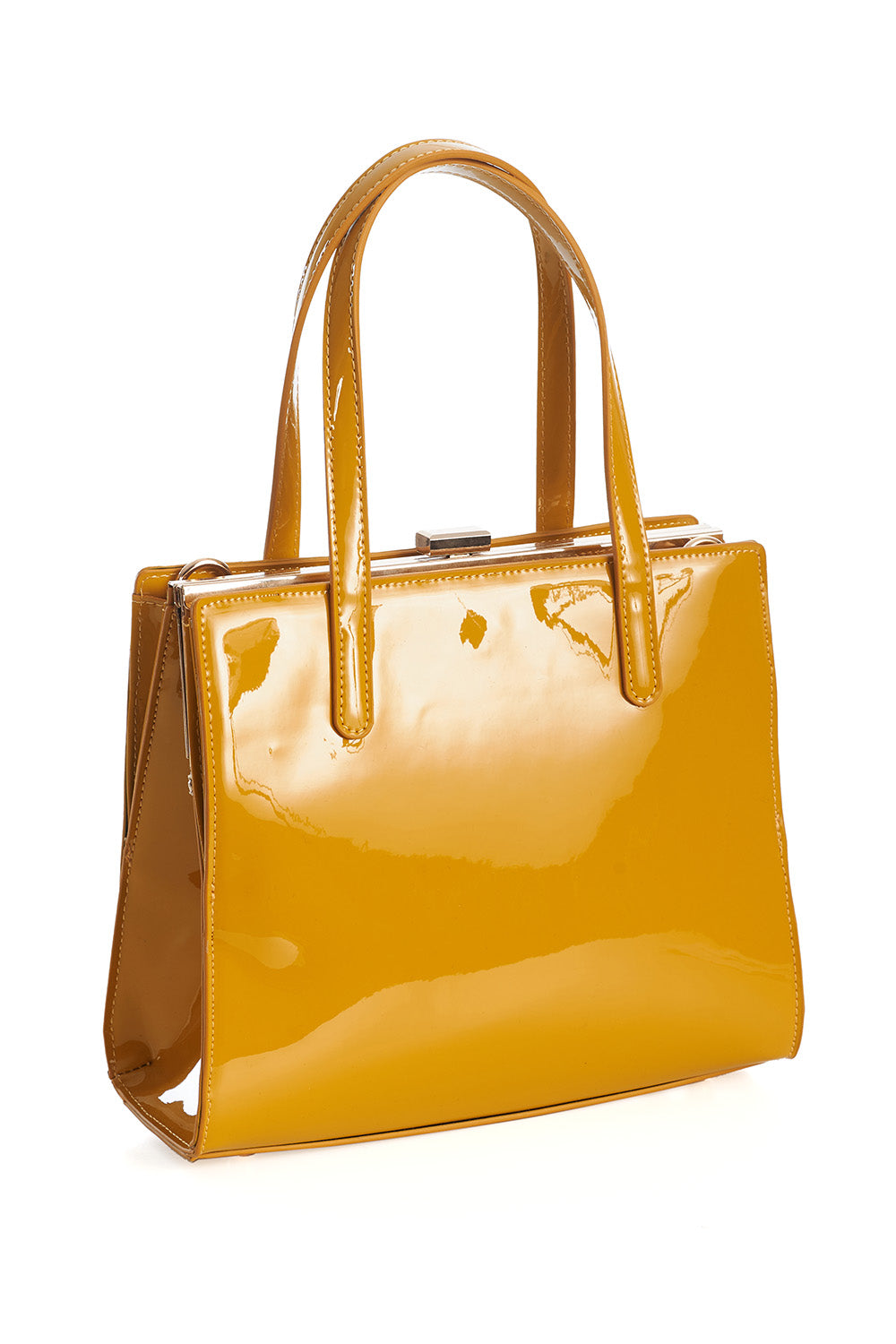 Sherry Patent Bag With Handle In Mustard