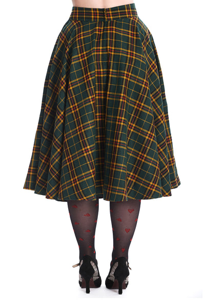 Highland Green Tartan 50s Full Circle Skirt