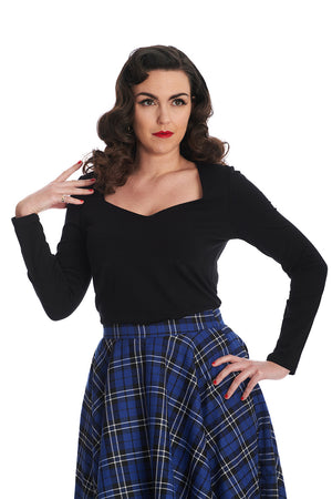 Banned Sweetheart Black Jersey Long Sleeve Top