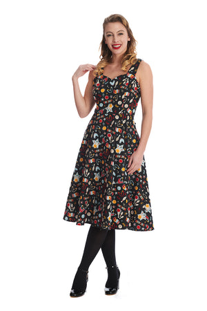 Let's Go Bowling Cardigan 1950s Inspired Swing Dress