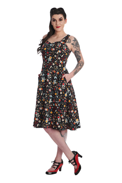 Let's Go Bowling Cardigan 1950s Inspired Swing Dress