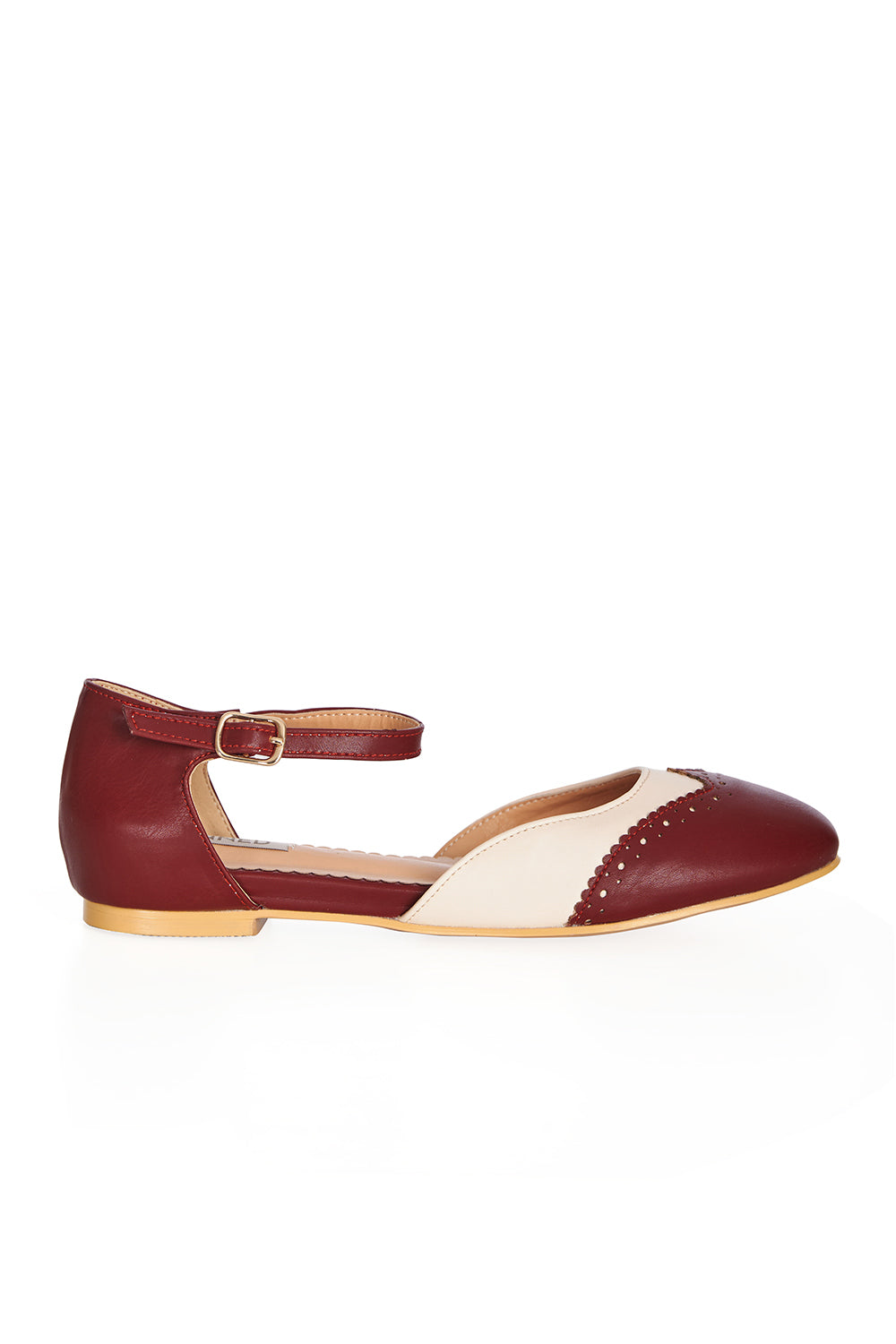 Dapper Dancemates Flats in Cream/Burgundy