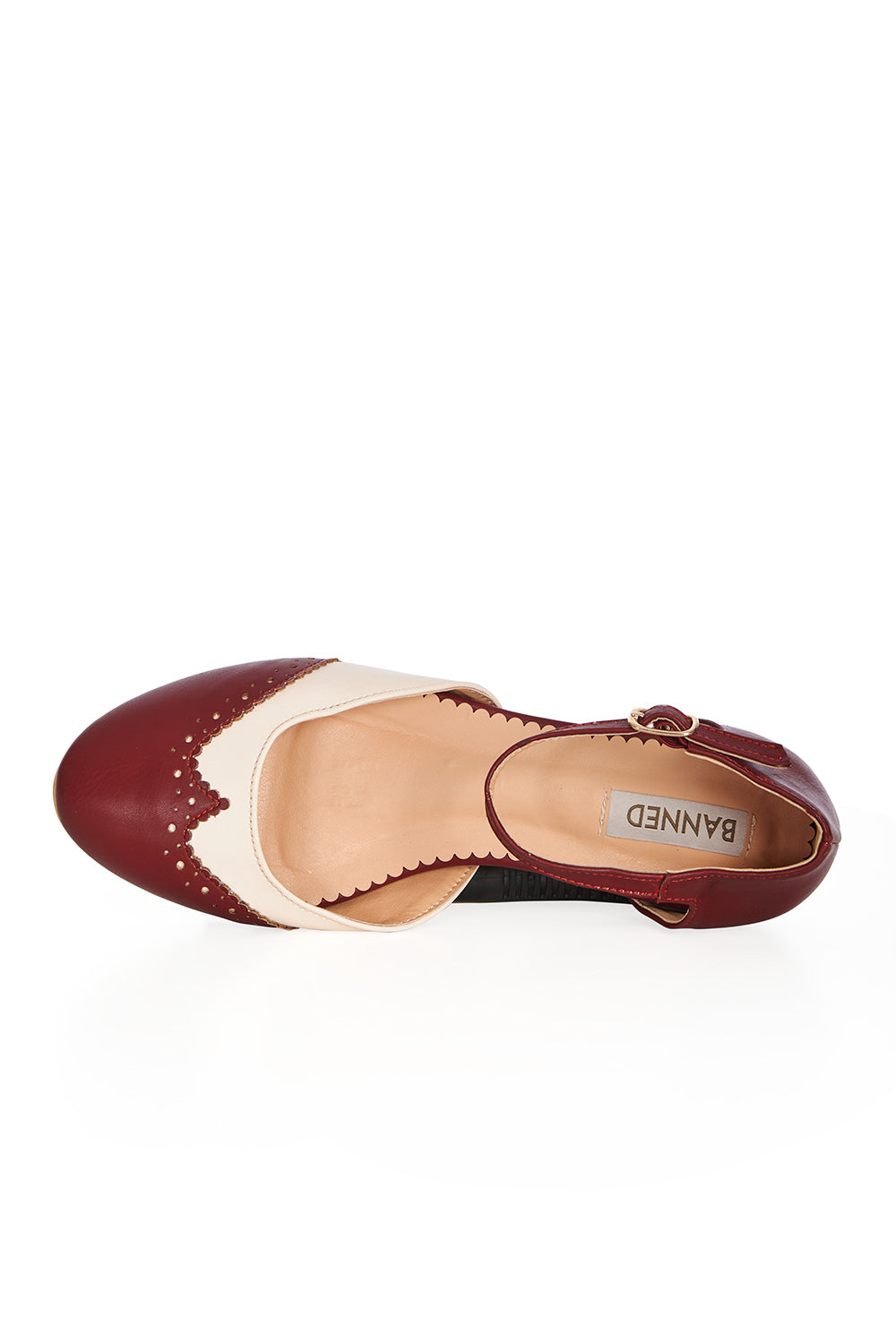 Dapper Dancemates Flats in Cream/Burgundy