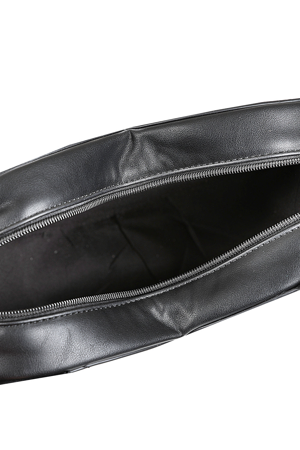 Inside view of black handbag