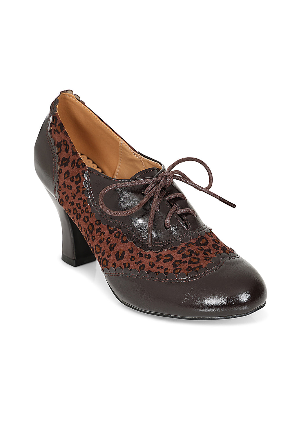 leopard print brown lace up booties