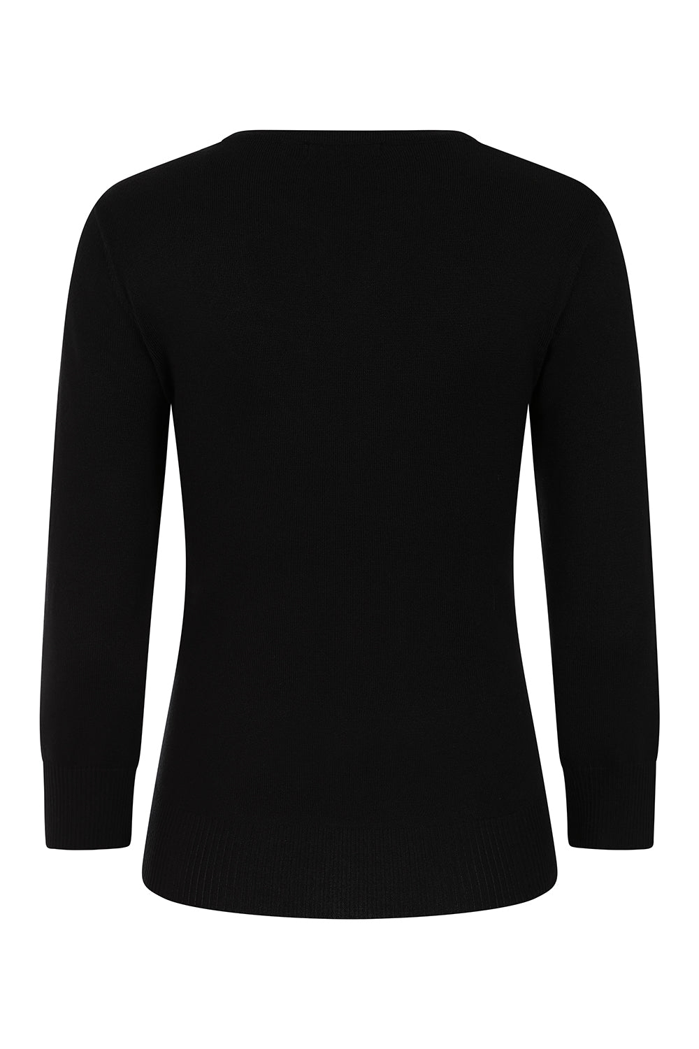 Black long-sleeve top on a white background
