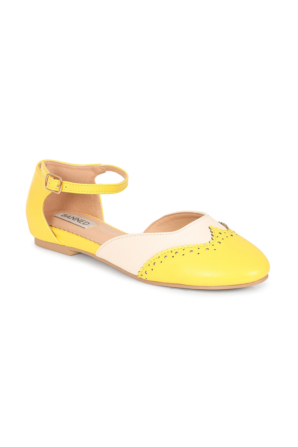 Dapper Dancemates Flats in Cream/Yellow