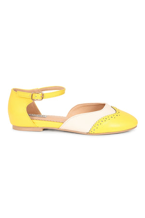 Dapper Dancemates Flats in Cream/Yellow