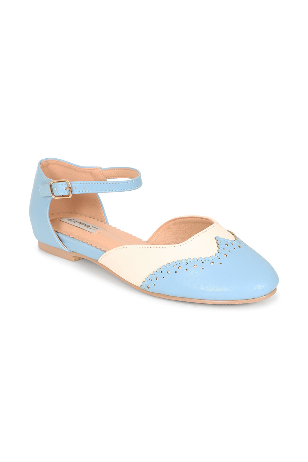 Dapper Dancemates Flats in Cream/Pale Blue