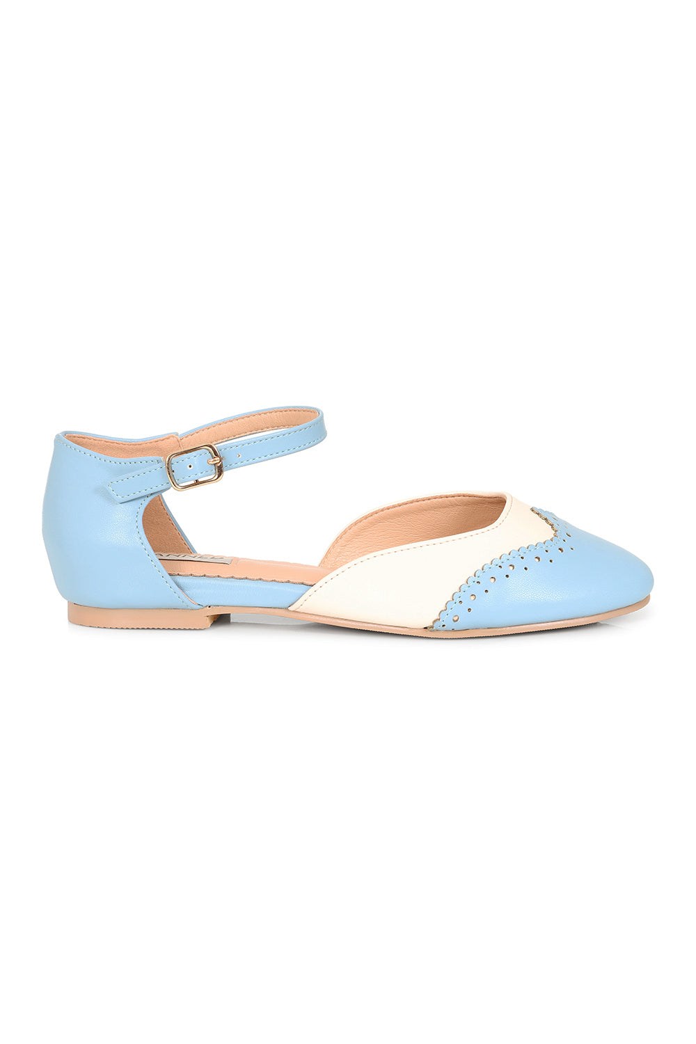 Dapper Dancemates Flats in Cream/Pale Blue