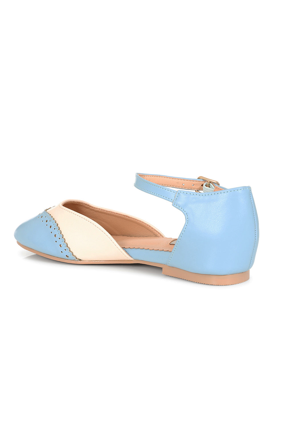 Dapper Dancemates Flats in Cream/Pale Blue