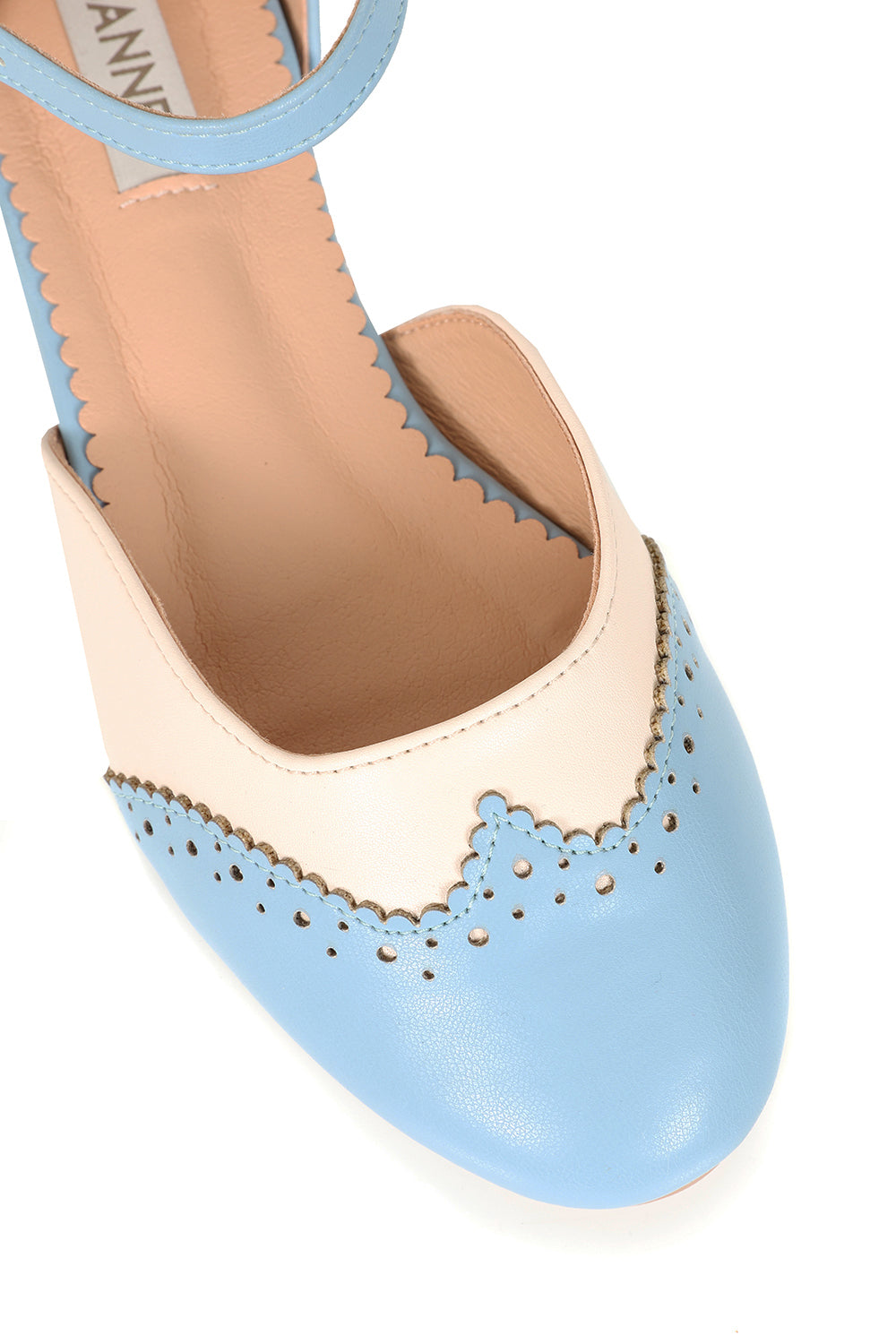 Dapper Dancemates Flats in Cream/Pale Blue
