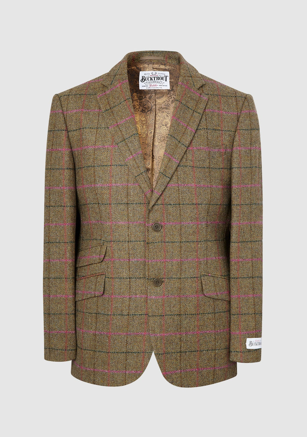 Patrick Mens Jacket In Green & Pink Yorkshire Tweed 48 only