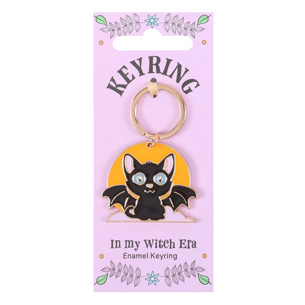 In My Witch Era Gothic Bat Cat and Moon Keyring