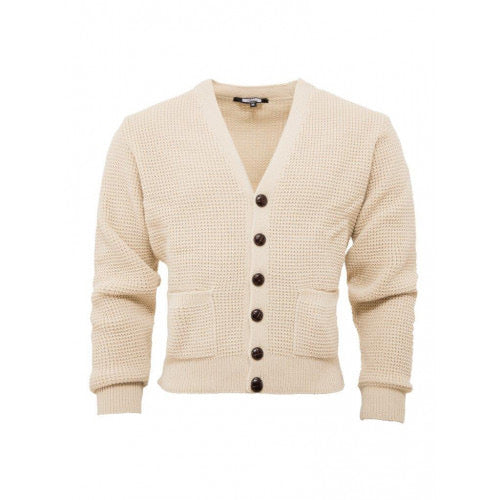 Waffle Knit Cardigan - Stone