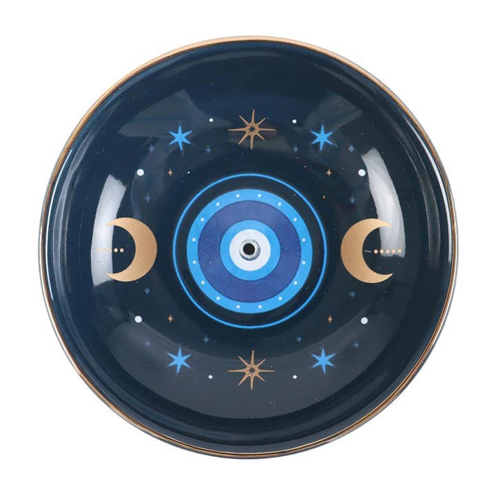 Blue All Seeing Eye Print Incense Holder Plate