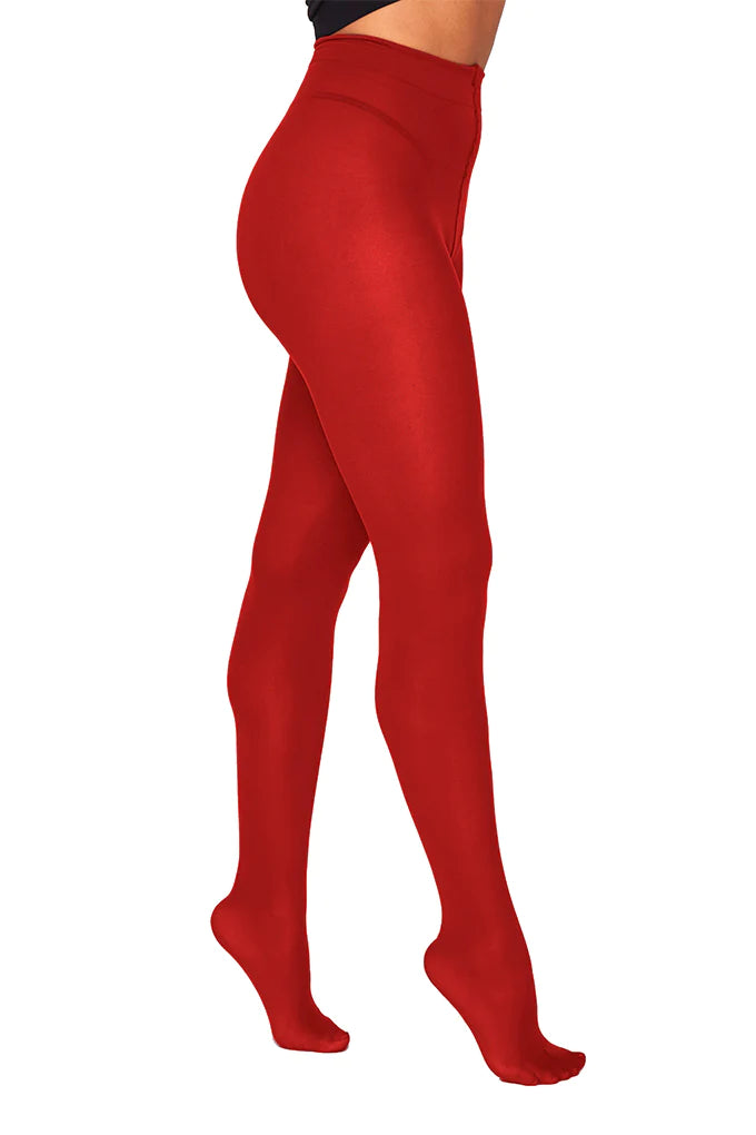 50 Denier Opaque Tights In Plain Ruby Red – RetroEsque
