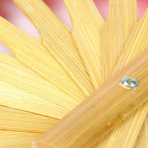 Close-up of dried spaghetti strands with a drop of water on a pink background