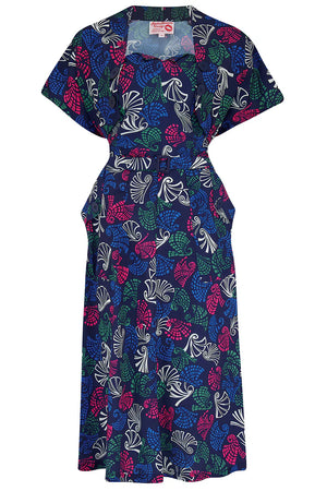 Ayda 2 Piece 40s Tea Dress & Button On Bolero In Jamboree Print