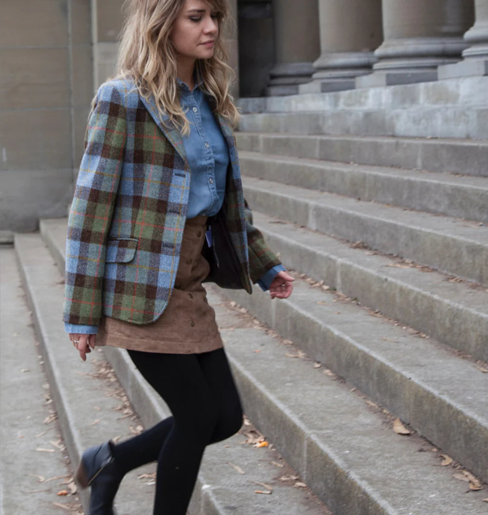 Ladies Harris Tweed Claire Hacking Jacket - Green Check