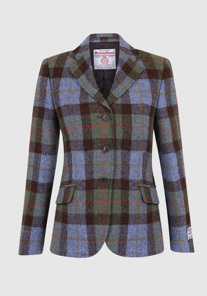 Ladies Harris Tweed Claire Hacking Jacket - Green Check