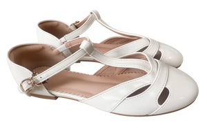 Retro Edith Cream Flat T-Bar Shoes – Vegan Friendly, 1940s-Inspired Comfort