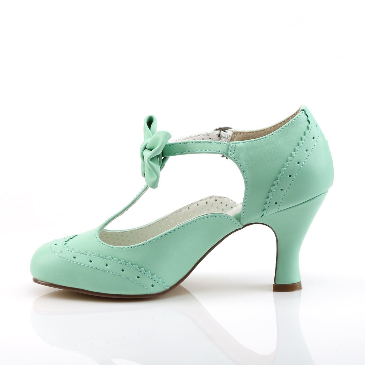 Mint Green 20s Flapper T Bar Mid Heel Shoes