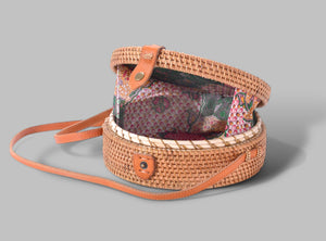 The Bali Collection Rattan Shoulder Bag with Star Motif - Brown