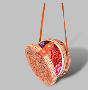 The Bali Collection Rattan Shoulder Bag with Star Motif - Brown