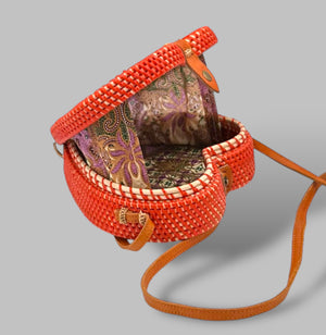 The Bali Collection Heart Rattan Shoulder Bag - Red
