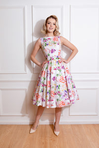 1950's Style Harper Floral Print Sleeveless Swing Dress