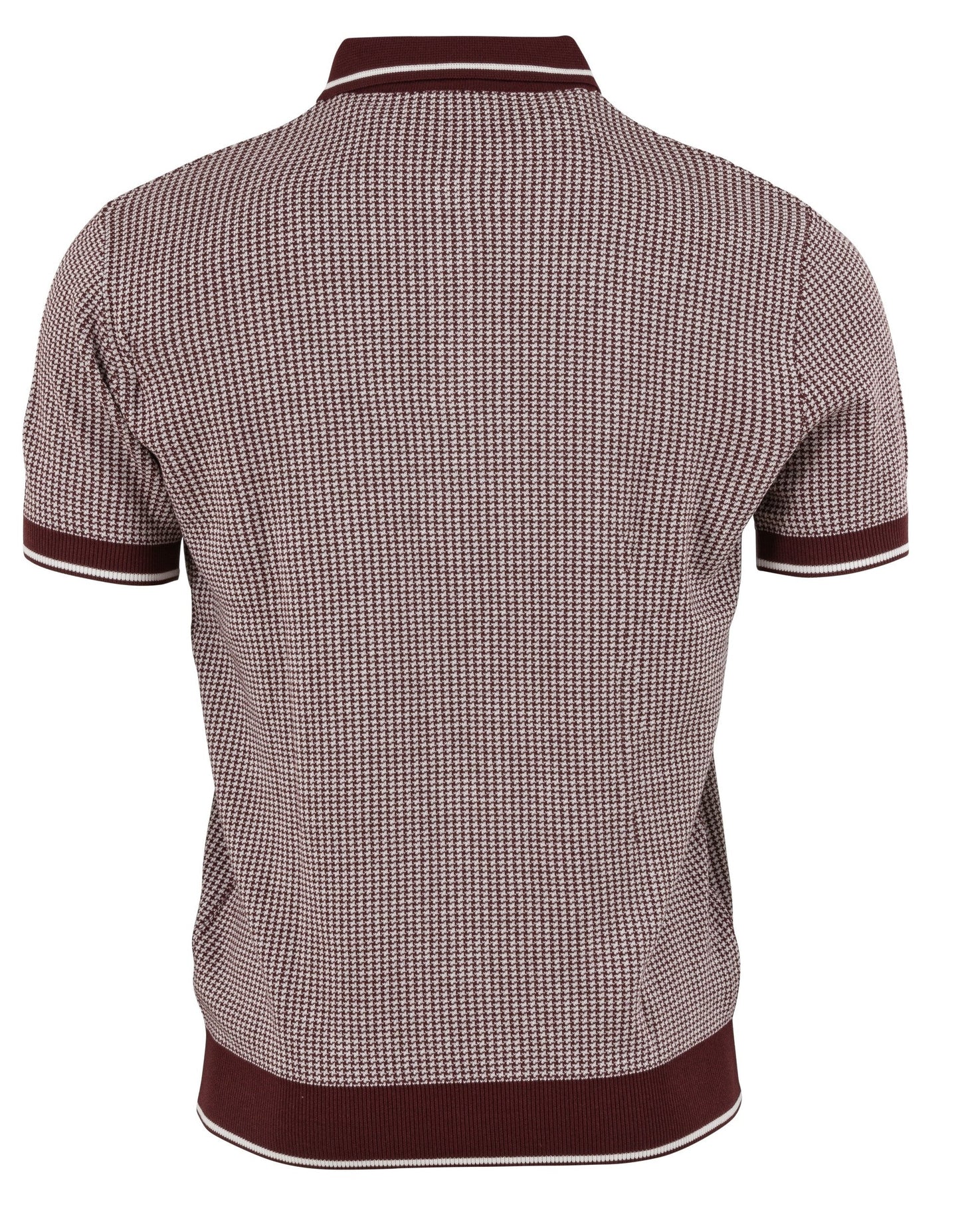 Men's Knitted polo - Burgundy & off white