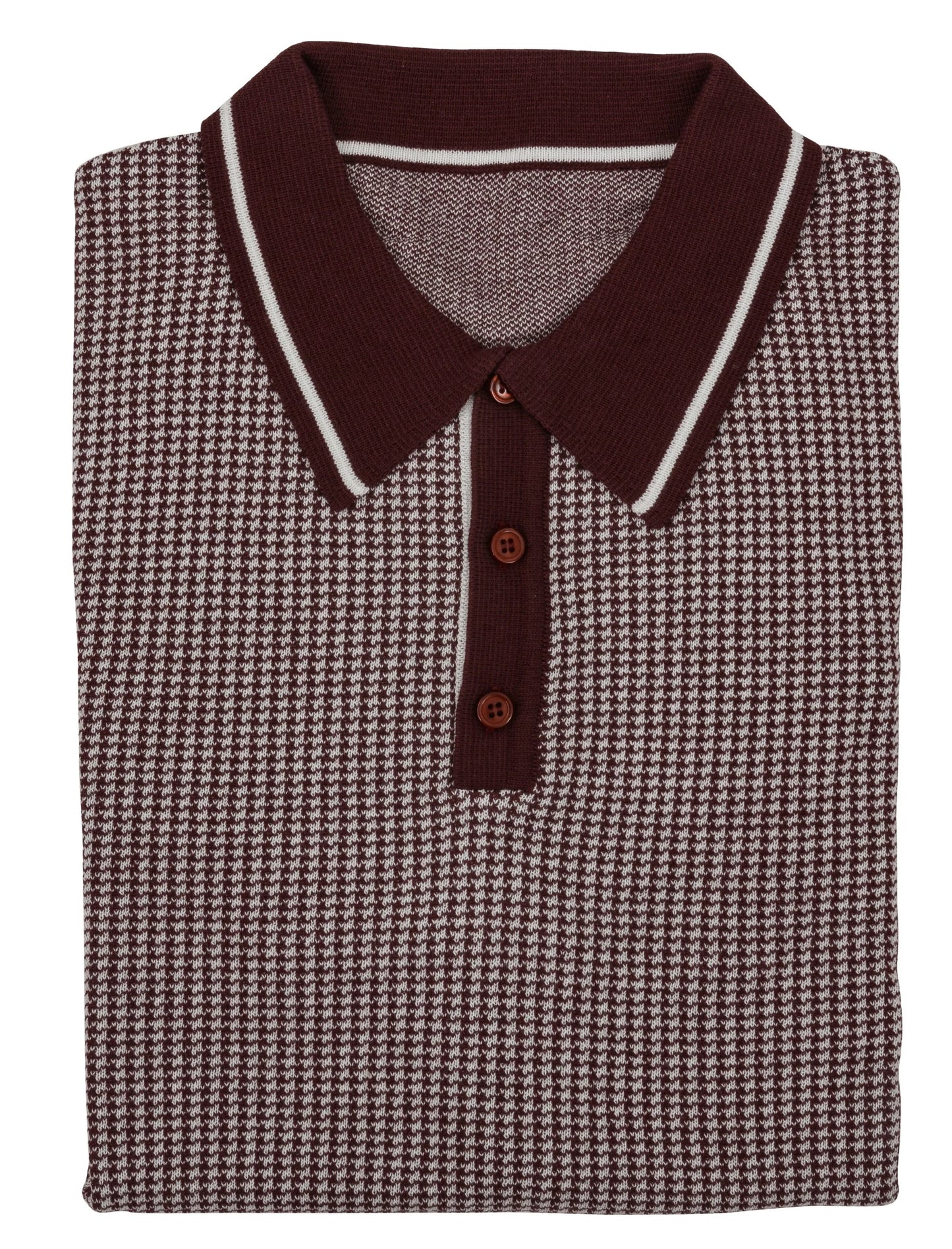 Men's Knitted polo - Burgundy & off white