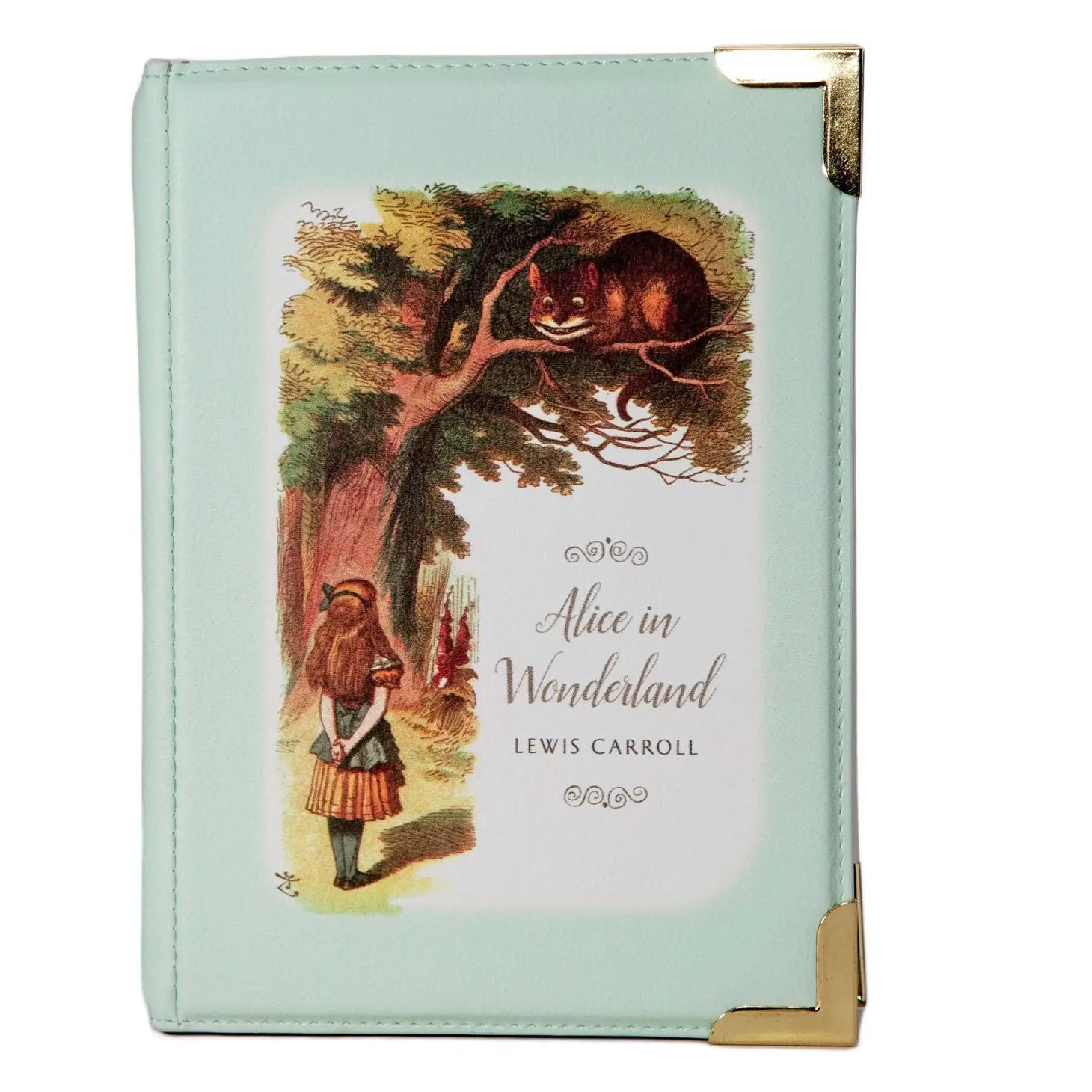 Alice in Wonderland Turquoise Book Crossbody Vegan Handbag