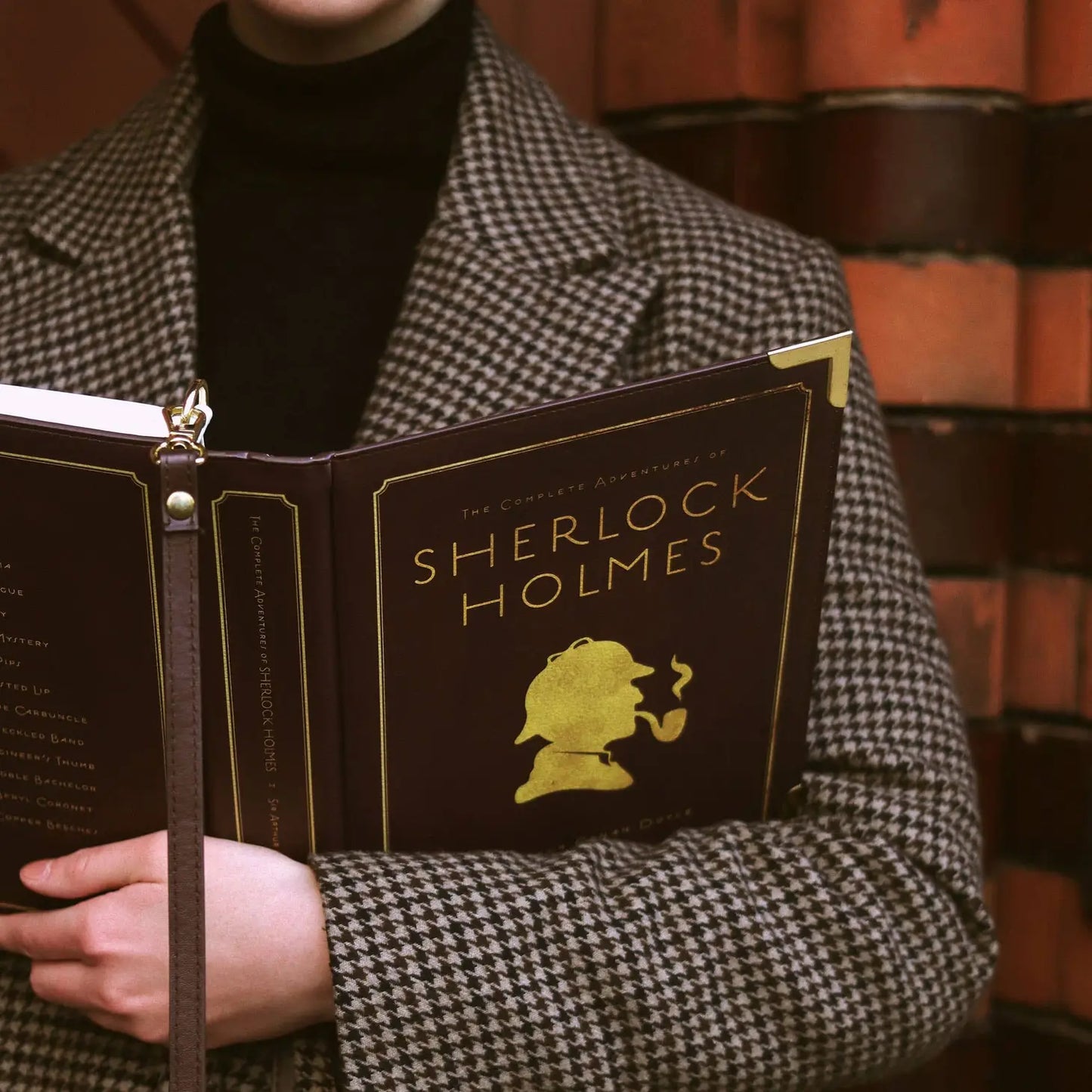 Sherlock Holmes Silhouette Book Crossbody Vegan Handbag