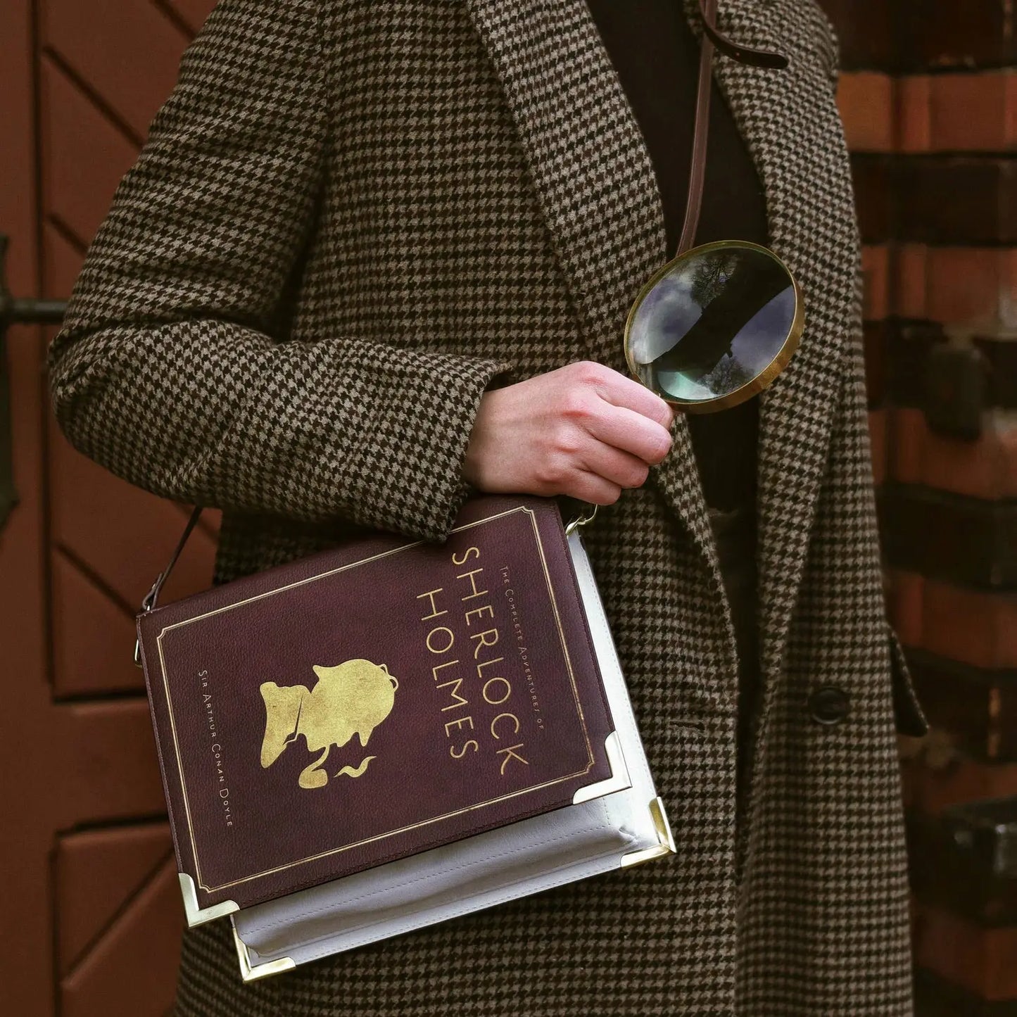 Sherlock Holmes Silhouette Book Crossbody Vegan Handbag