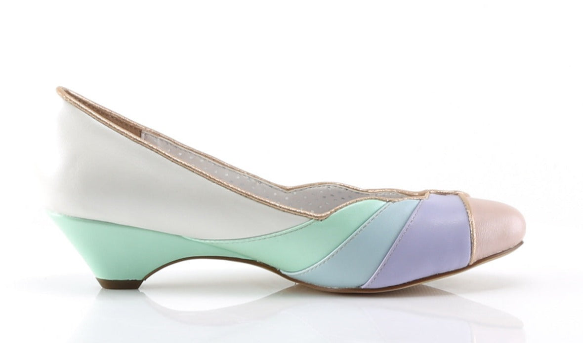 LuLu Multi Colour Kitten Wedge Vintage Inspired Shoes