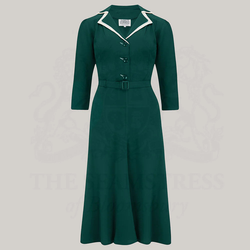 SOB Lisa Mae 1940s Shirtwaister Tea Dress In Green