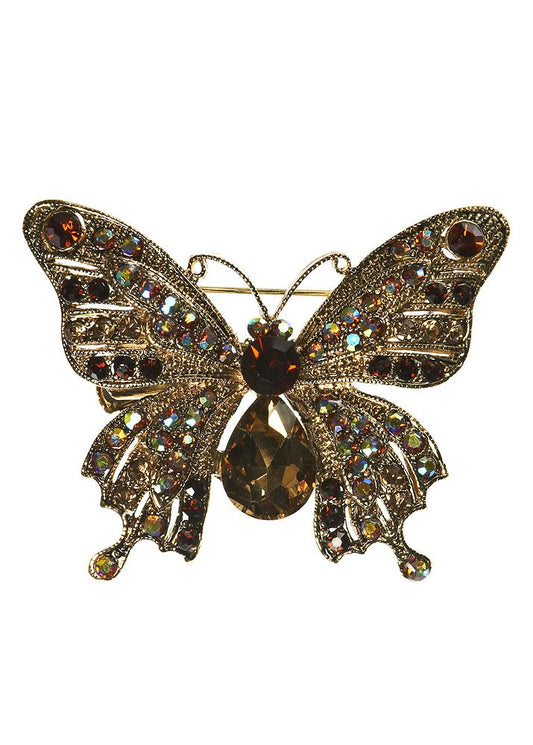 Rosie Fox Gold Crystal Butterfly Brooch & Hairclip